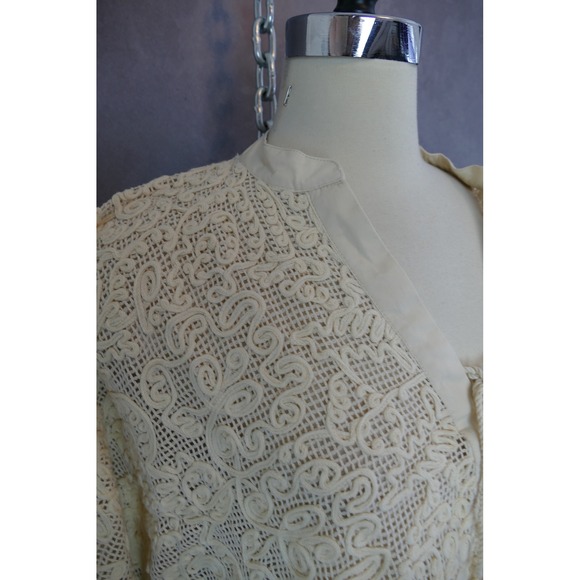 Tuckernuck Lace Cotton Crochet Poncho Womens XS/S Ivory V Neck Boho Tunic - Picture 5 of 12